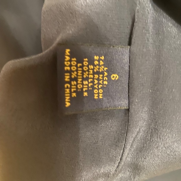 Lovely Navy Silk Black Lace Brooks Brothers Sleeveless Sheath Dress Size 6 - Picture 8 of 15